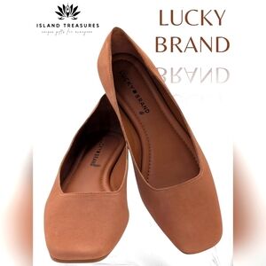 Lucky Brand Dornet Ballet Latte Brown Luxe Leather Flats Women US 8 / EU 38.5